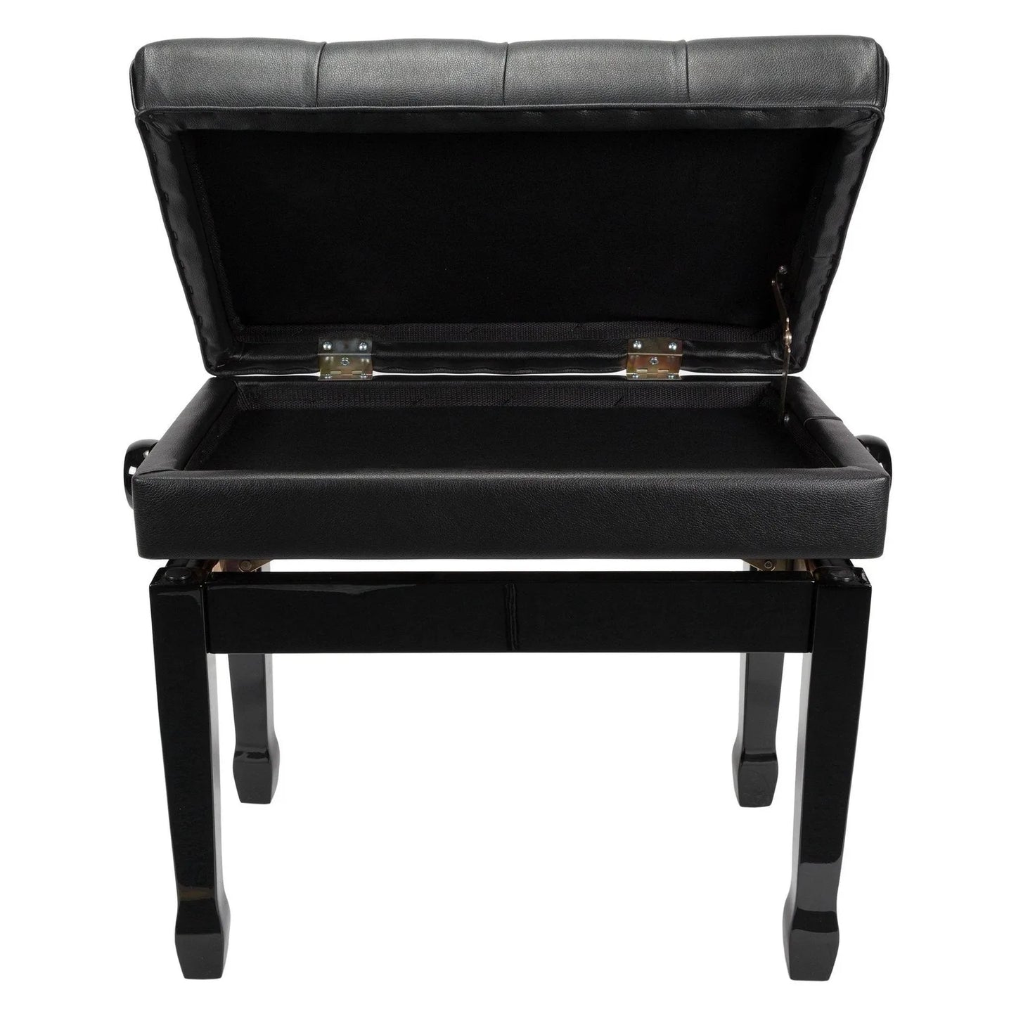 Crown Premium Tufted Double Padded Height Adjustable Piano Stool with Storage Compartment, Black, CPS-7AS-BLK — view 4