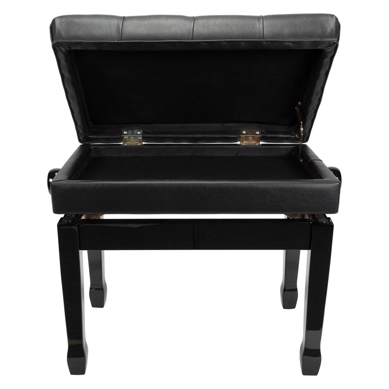 Crown Premium Tufted Double Padded Height Adjustable Piano Stool with Storage Compartment, Black, CPS-7AS-BLK — view 4