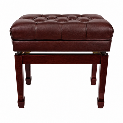 Crown Premium Tufted Double Padded Height Adjustable Piano Stool with Storage Compartment, Mahogany