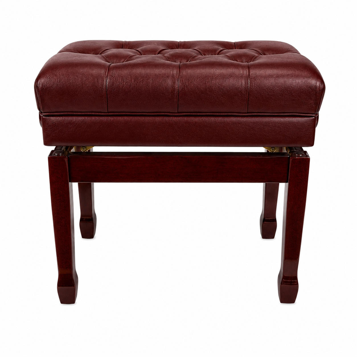 Crown Premium Tufted Double Padded Height Adjustable Piano Stool with Storage Compartment, Mahogany — view 3