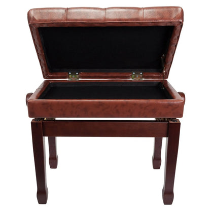 Crown Premium Tufted Double Padded Height Adjustable Piano Stool with Storage Compartment - Walnut — view 4