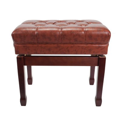 Crown Premium Tufted Double Padded Height Adjustable Piano Stool with Storage Compartment - Walnut — view 3
