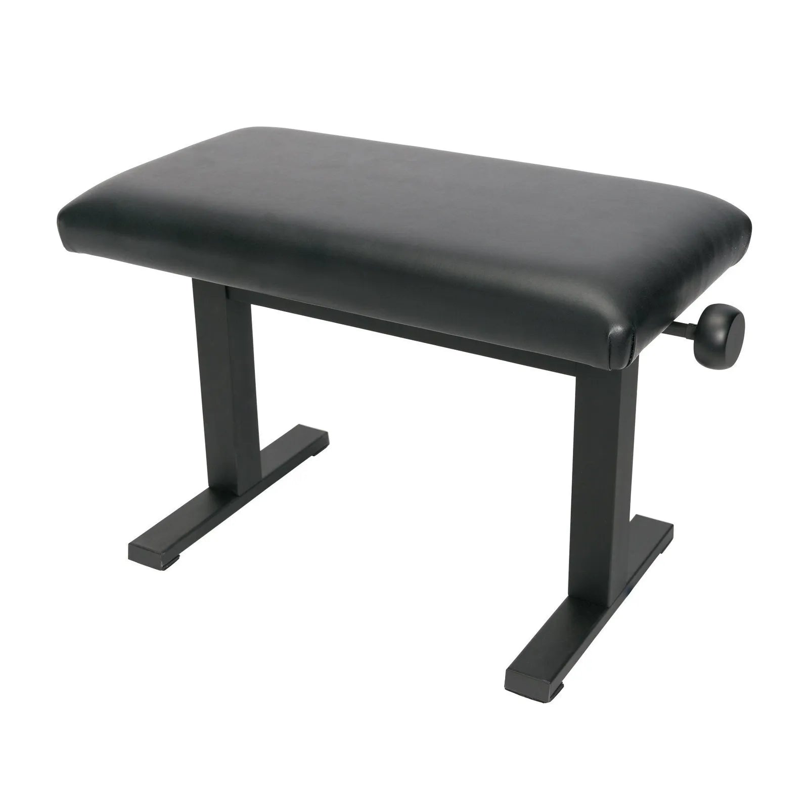 Crown Hydraulic Height Adjustable Piano Stool - Black Finish, Metal, Soft Padded Seat, Non-Slip Feet, 44cm to 61cm Height Range