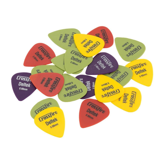 Crossfire Deltek 0.98mm Canned Guitar Picks - 20 Pack Assorted Colors