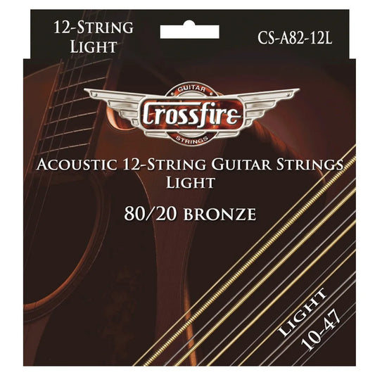 Crossfire 80/20 Bronze 12-String Acoustic Guitar Strings Light Tension (10-47)