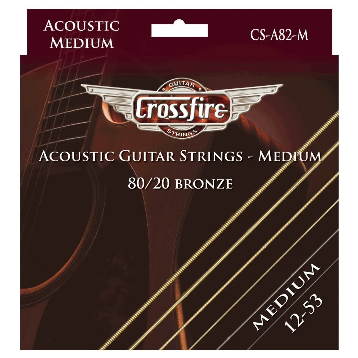 Crossfire Medium 80/20 Bronze Acoustic Guitar Strings 12-53