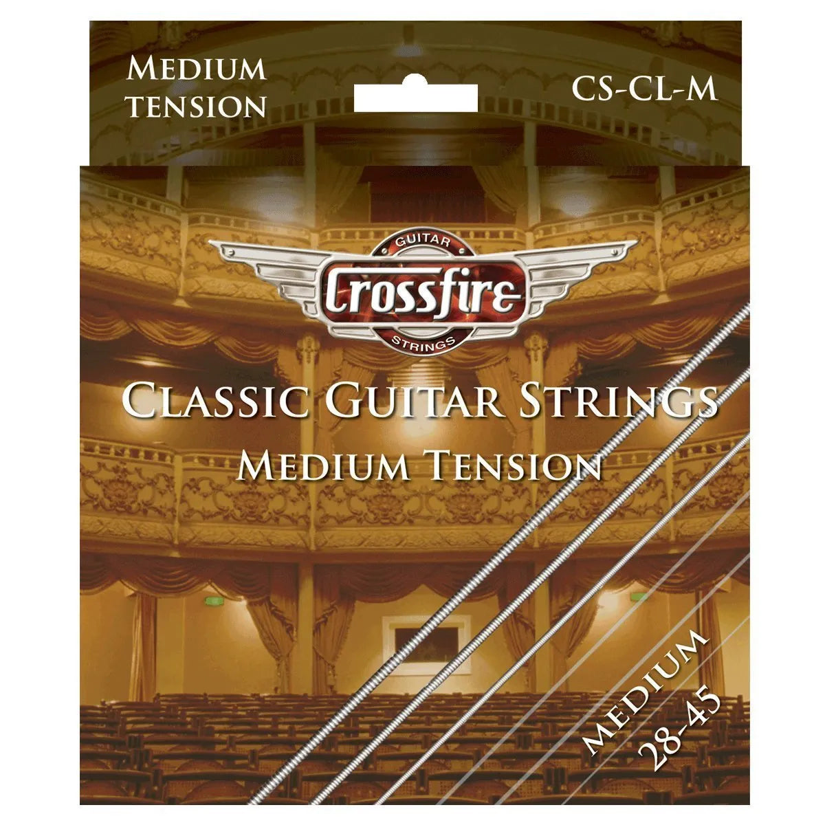 Crossfire Premium Classical Guitar Strings - Medium Tension, Nylon, Non-Ball Ends, 28-45 Gauge, Corrosion Resistant Packaging