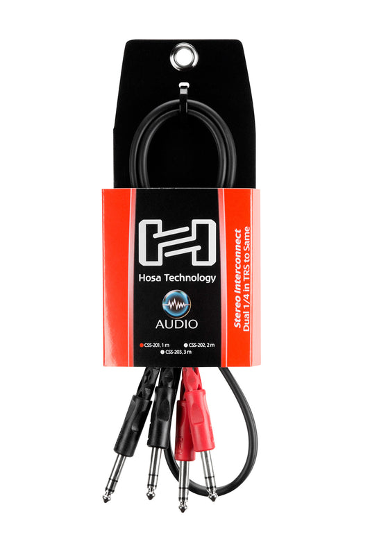 Hosa Stereo Interconnect, Dual 1/4 in TRS to Same, 1 m