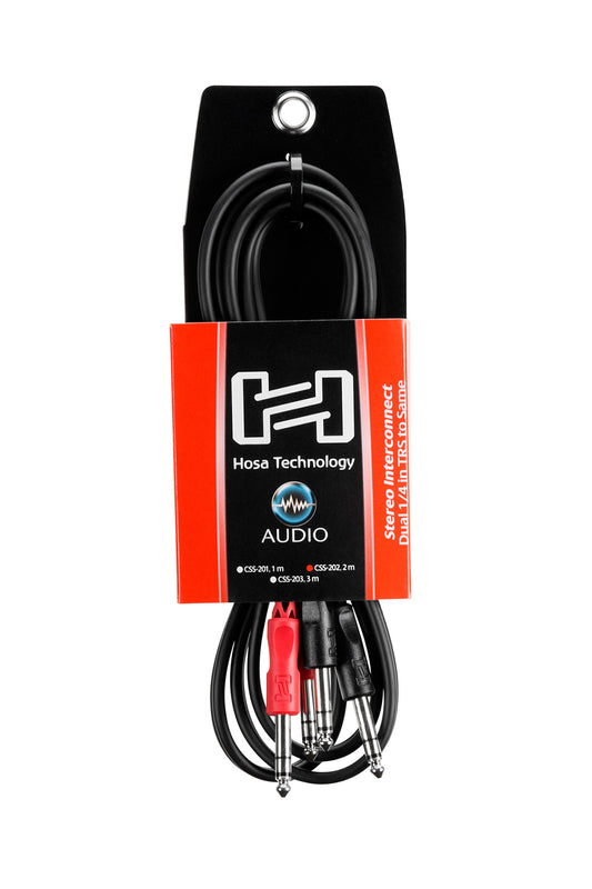 Hosa Stereo Interconnect, Dual 1/4 in TRS to Same, 2 m