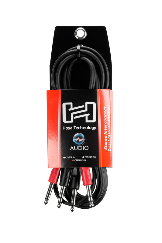 Hosa Stereo Interconnect, Dual 1/4 in TRS to Same, 3 m