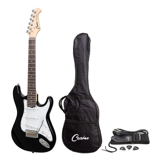 Casino CST-20-BLK Short Scale Electric Guitar Set with Gig Bag - Black