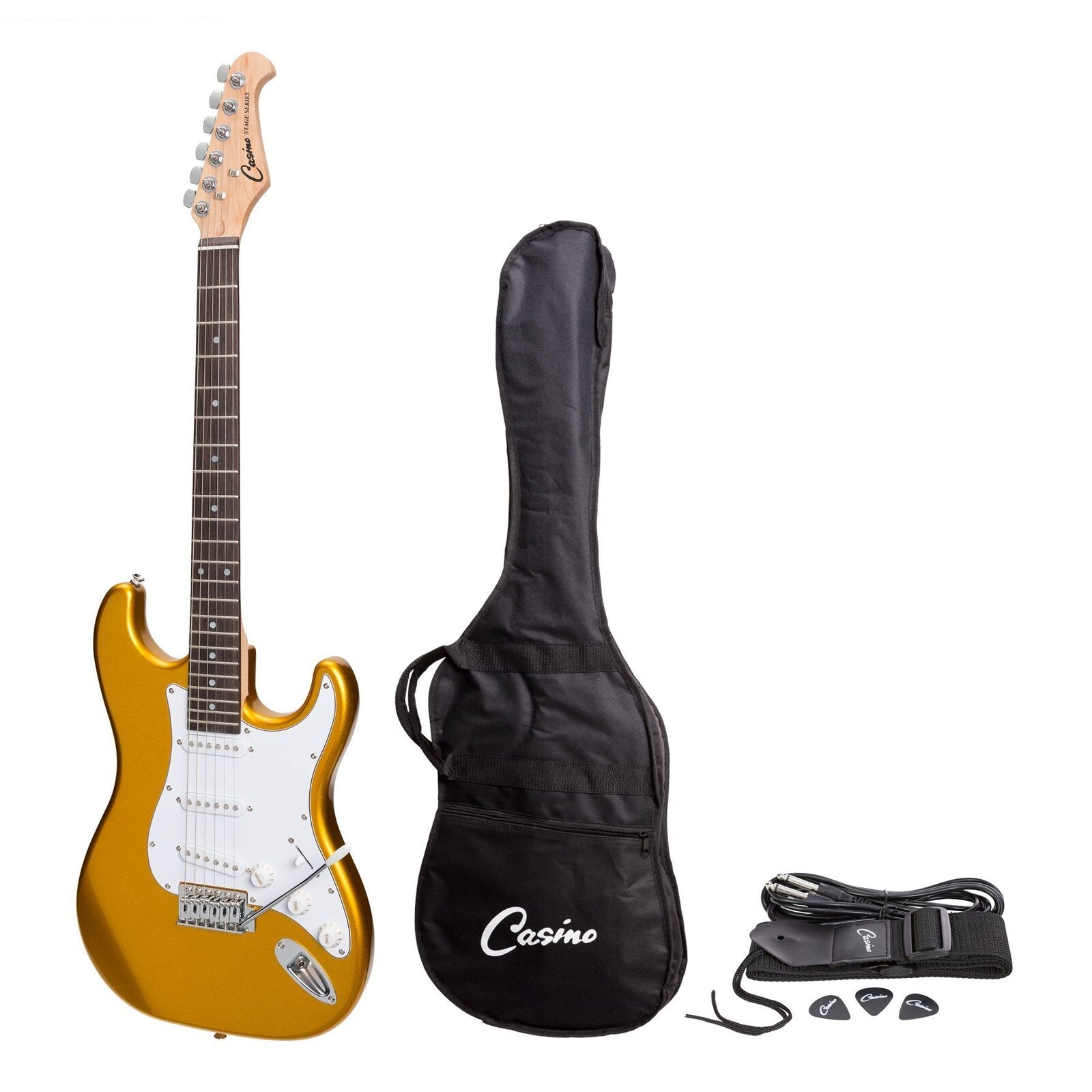 Casino ST-Style Electric Guitar Set (Gold Metallic)