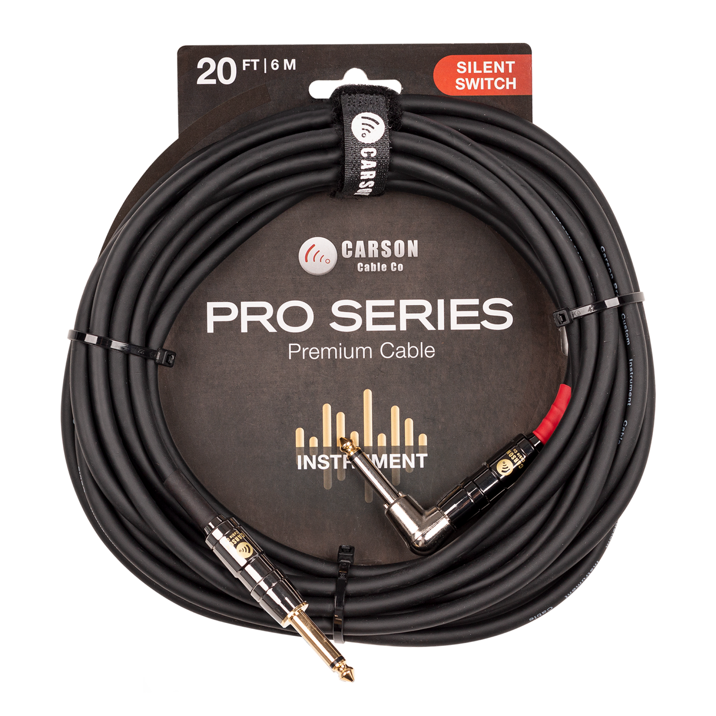 Carson Pro 20ft Instrument Cable with Silent Switch Right Angle