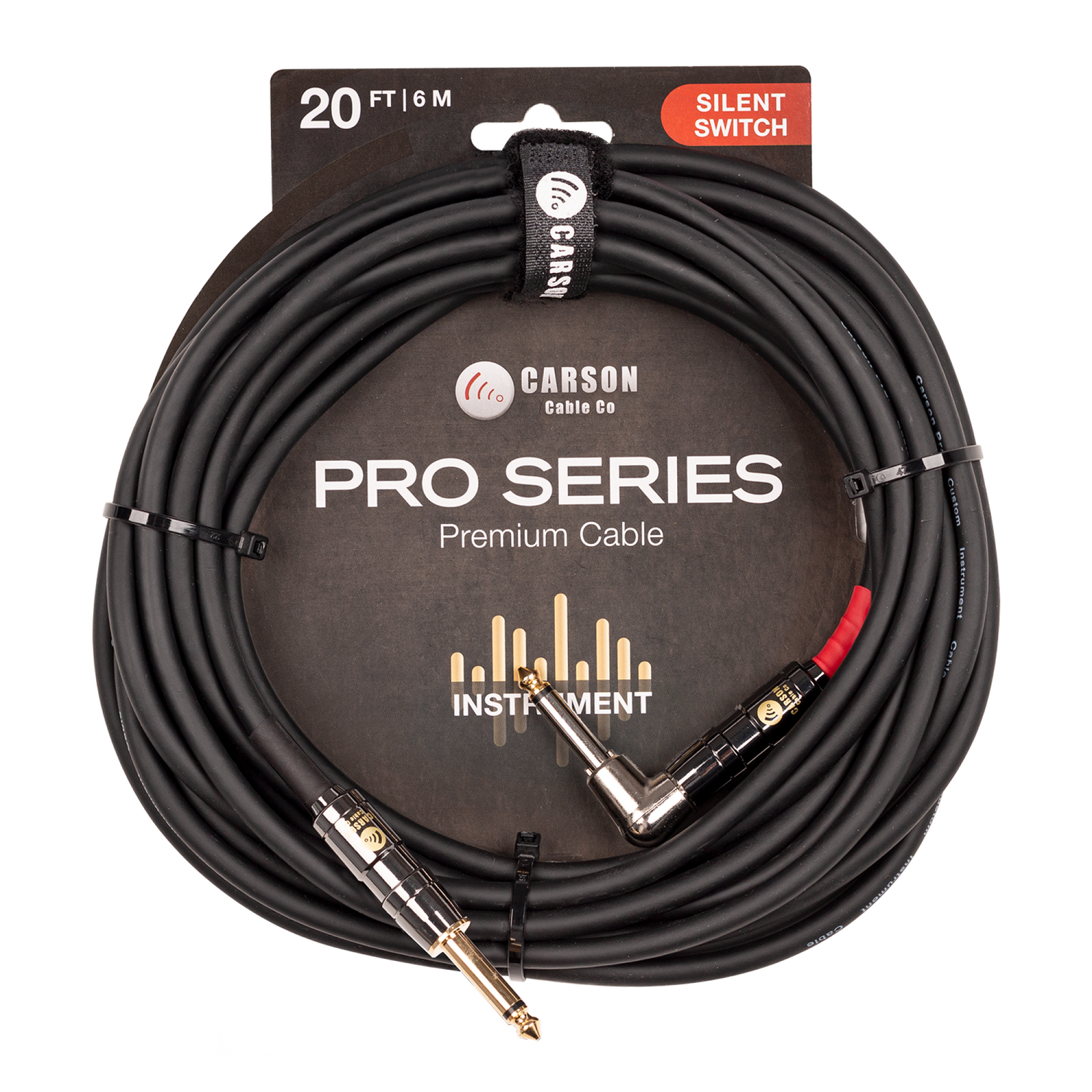 Carson Pro 20ft Instrument Cable with Silent Switch Right Angle