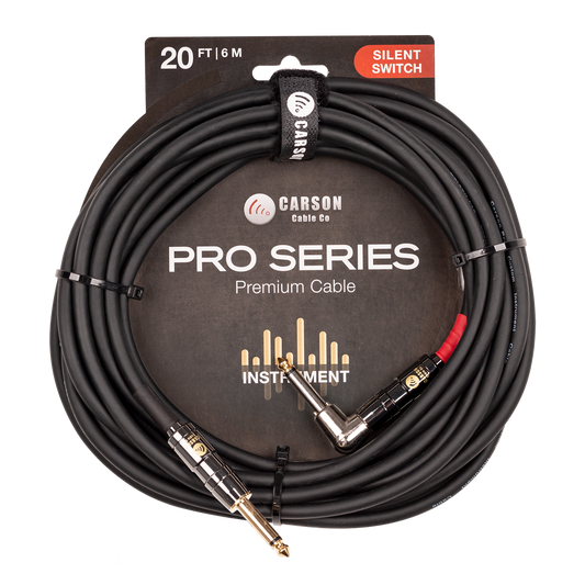 Carson Pro 20ft Instrument Cable with Silent Switch Right Angle