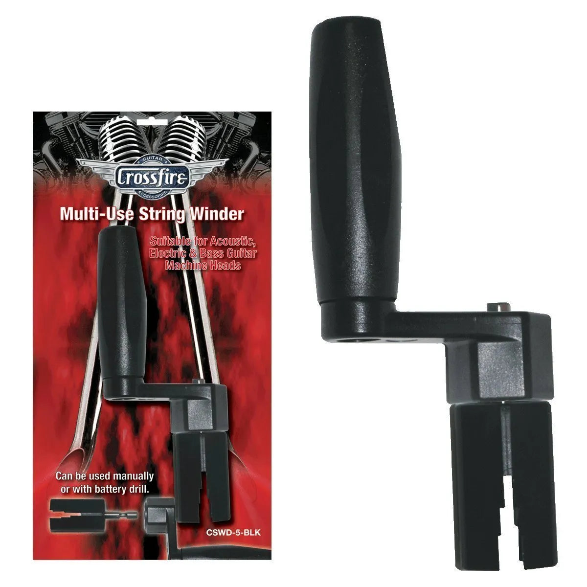 Crossfire Heavy Duty Guitar String Winder with Removable Head for Drill — view 3
