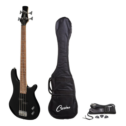 Casino 24 Series Short Scale T-Style Electric Bass Guitar Set Black CTB-24S-BLK