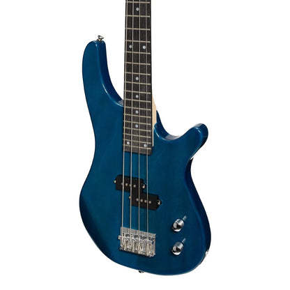 Casino CTB-24S-TBL Short Scale T-Style Electric Bass Guitar Set with Gig Bag - Transparent Blue — view 5