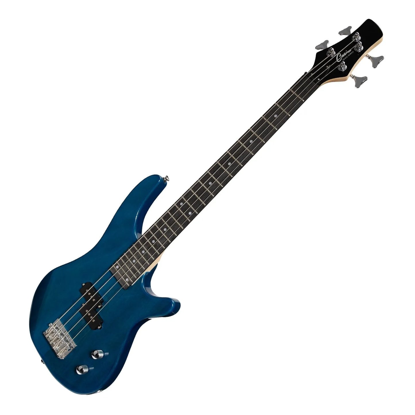 Casino CTB-24S-TBL Short Scale T-Style Electric Bass Guitar Set with Gig Bag - Transparent Blue — view 4