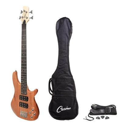 Casino '24 Series' Mahogany T-Style Electric Bass Guitar Set with Gig Bag - Natural Gloss — view 2
