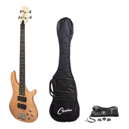 Casino 24 Series Mahogany T-Style Electric Bass Guitar Set Natural Satin CTB-24T-MAHSTN