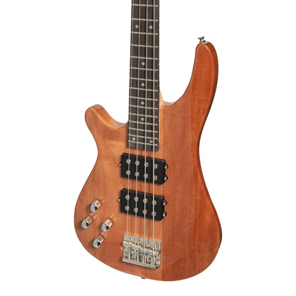 Casino '24 Series' Left Handed Mahogany T-Style Electric Bass Guitar Set Natural Gloss with Gig Bag and Accessories — view 5