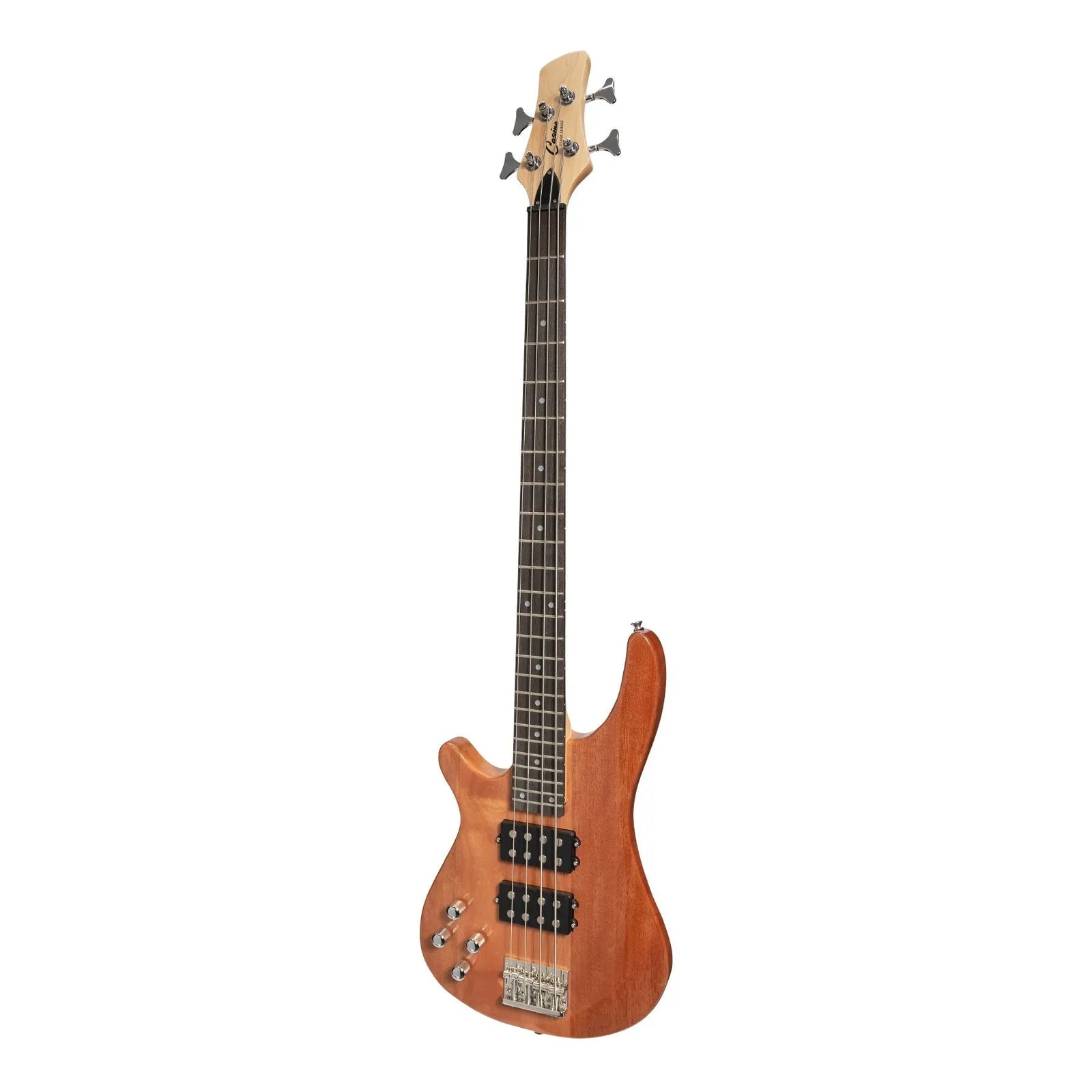 Casino '24 Series' Left Handed Mahogany T-Style Electric Bass Guitar Set Natural Gloss with Gig Bag and Accessories — view 2