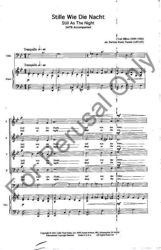 Stille Wie Die Nacht Arr Rentz SATB Piano
