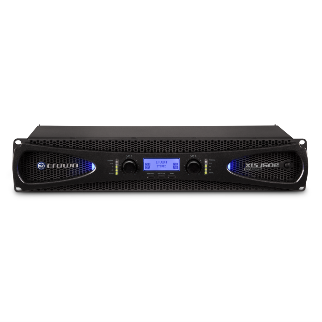 Crown XLS1502 2-Channel Power Amplifier, 525W @ 4Ω, DSP Control, DriveCore Technology, LCD Display, Ultra-Efficient Audio Performance