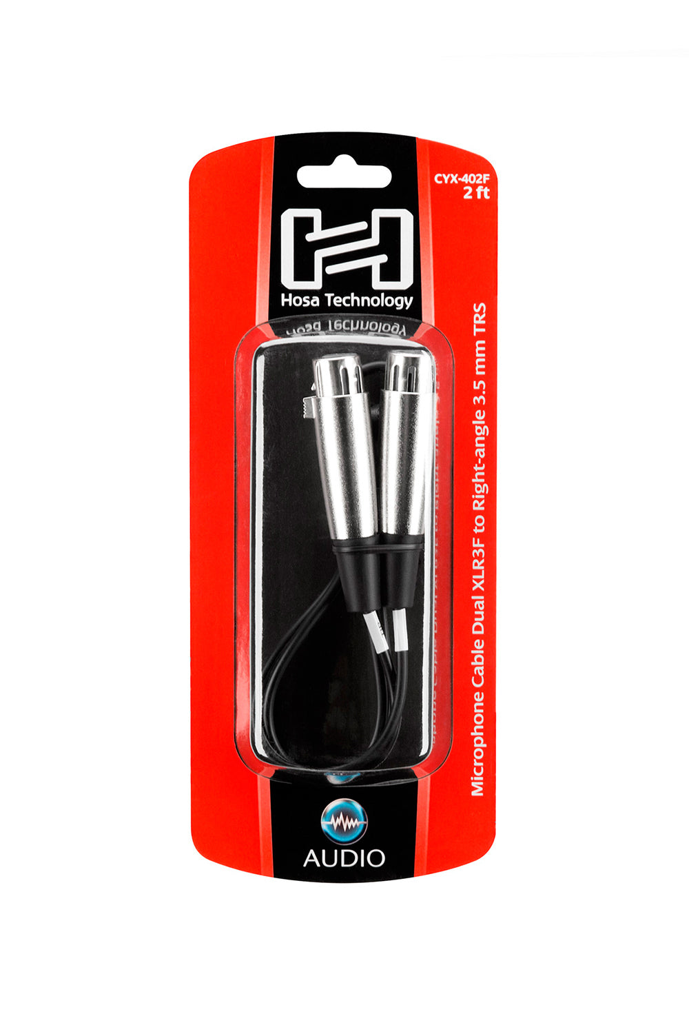 Hosa Camcorder Microphone Cable, Dual XLR3F to Right-angle 3.5 mm TRS, 2 ft