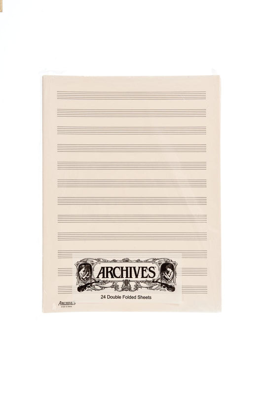 Archives Double-Folded Manuscript Paper Sheets, 12 Stave, 24 Sheets Book
