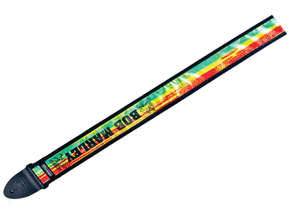Dunlop Bob Marley Lions Guitar Strap with Quality Leather Ends