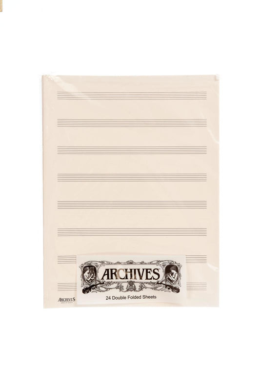 Archives Double-Folded Manuscript Paper Sheets, 8 Stave, 24 Sheets Book