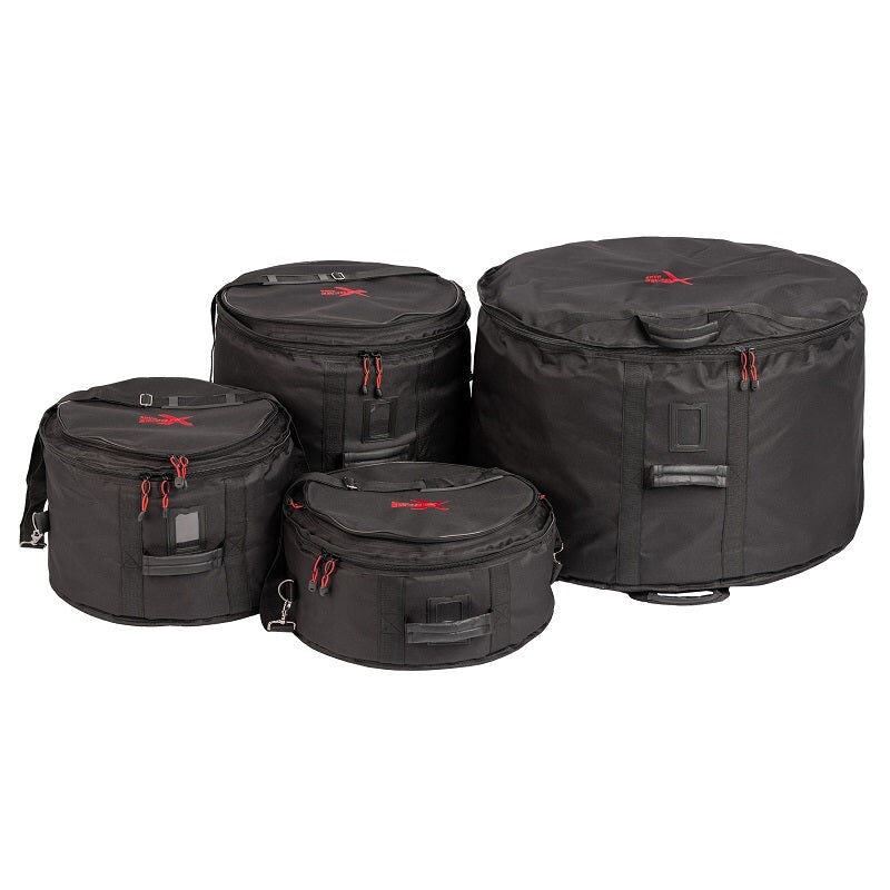 Xtreme 4 Piece 24" Rock Drum Bag Set - 13T, 16F, 24B, 14SN with Heavy Duty Waterproof Nylon and Padding — view 3