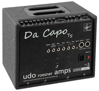 Udo Roesner "Da Capo 75" Acoustic Instrument Amplifier, 75 Watts, Black Finish, 2 Channels, 3-Band EQ, DI-Outs, Aux In, Headphone Out — view 2