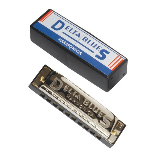 Delta Blues 10 Hole Diatonic Harmonica in Key of A with Chrome Finish and Carry Case