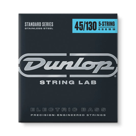 Jim Dunlop DBS45130 Stainless Steel 5-String Bass Guitar String Set .045-.130 Medium Long Scale