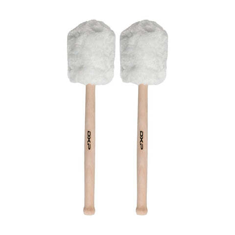 DXP DBT300 Bass Drum Mallets. Wood handle. Large, Soft Head – Natural