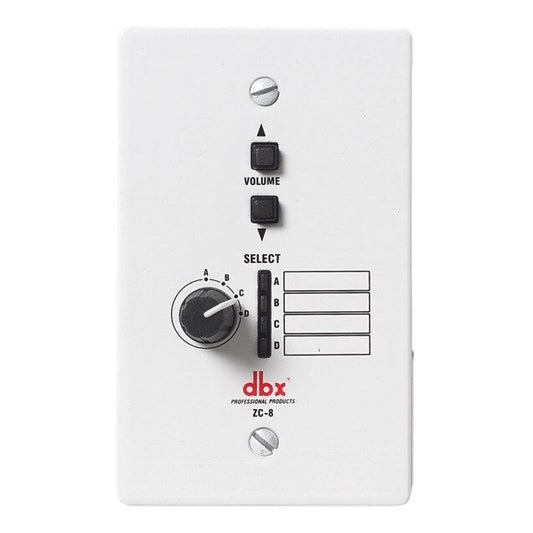 DBX ZC8 Wall Mount Volume Controller for DriveRack & ZonePRO - Analog DC Voltage, RJ-45, 9 Zones, 1000 ft Range, Scene & Mute Control