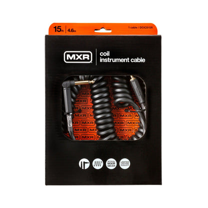 MXR 15ft Black Coil Instrument Cable - Right Angle to Straight — view 2