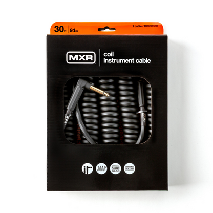 MXR 30ft Black Coil Instrument Cable - Right Angle to Straight — view 5