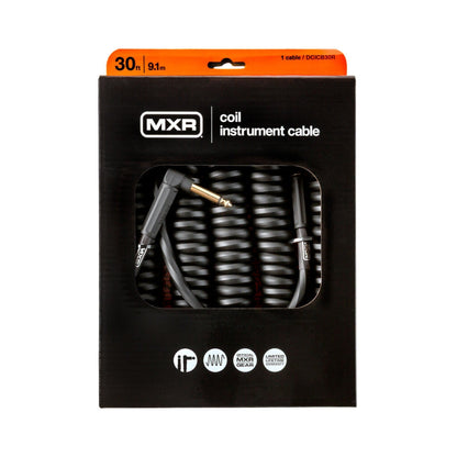 MXR 30ft Black Coil Instrument Cable - Right Angle to Straight — view 2