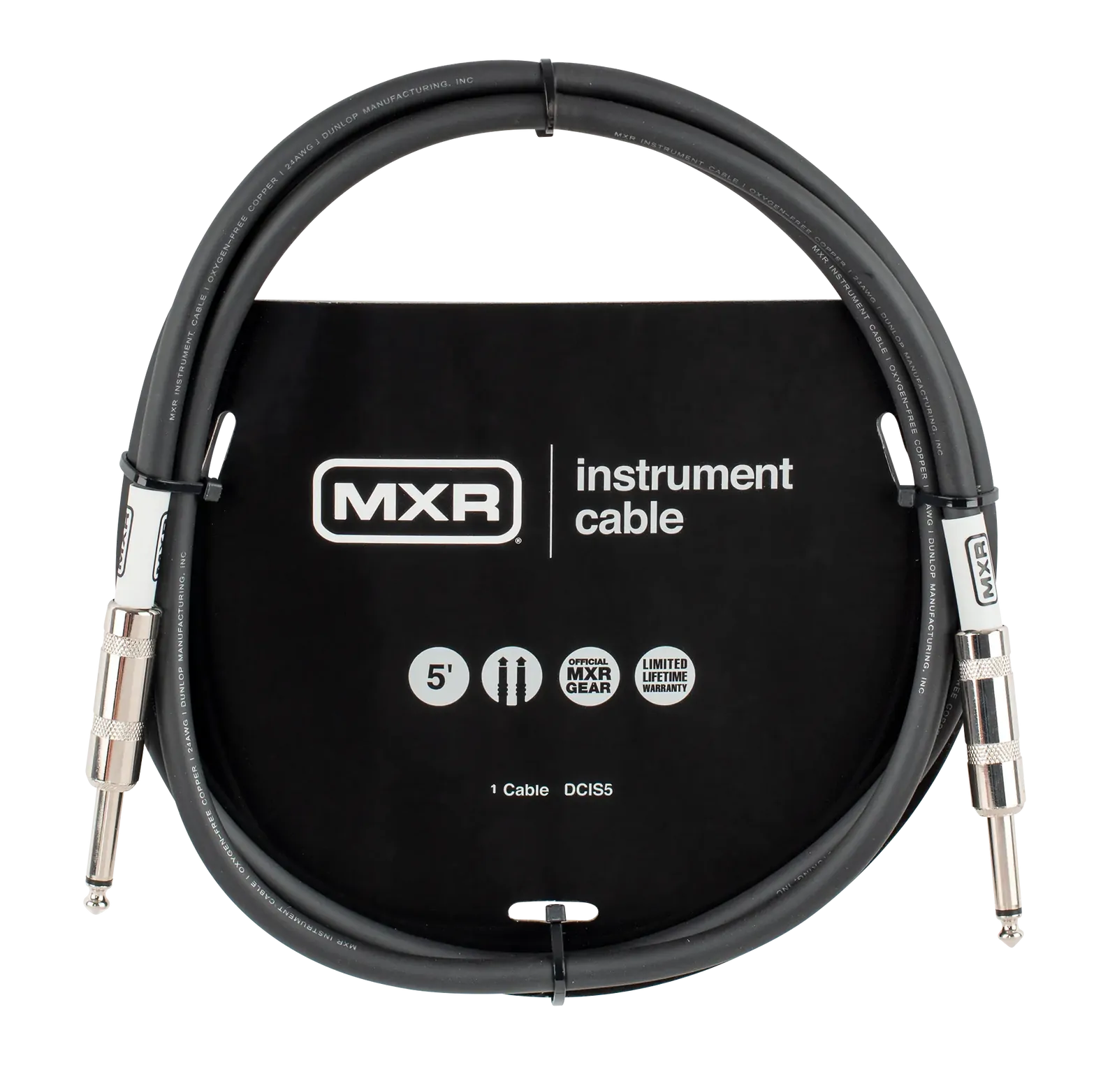 MXR 5 Inch Instrument Cable - 5 ft Noiseless Guitar Cable with STR Plugs