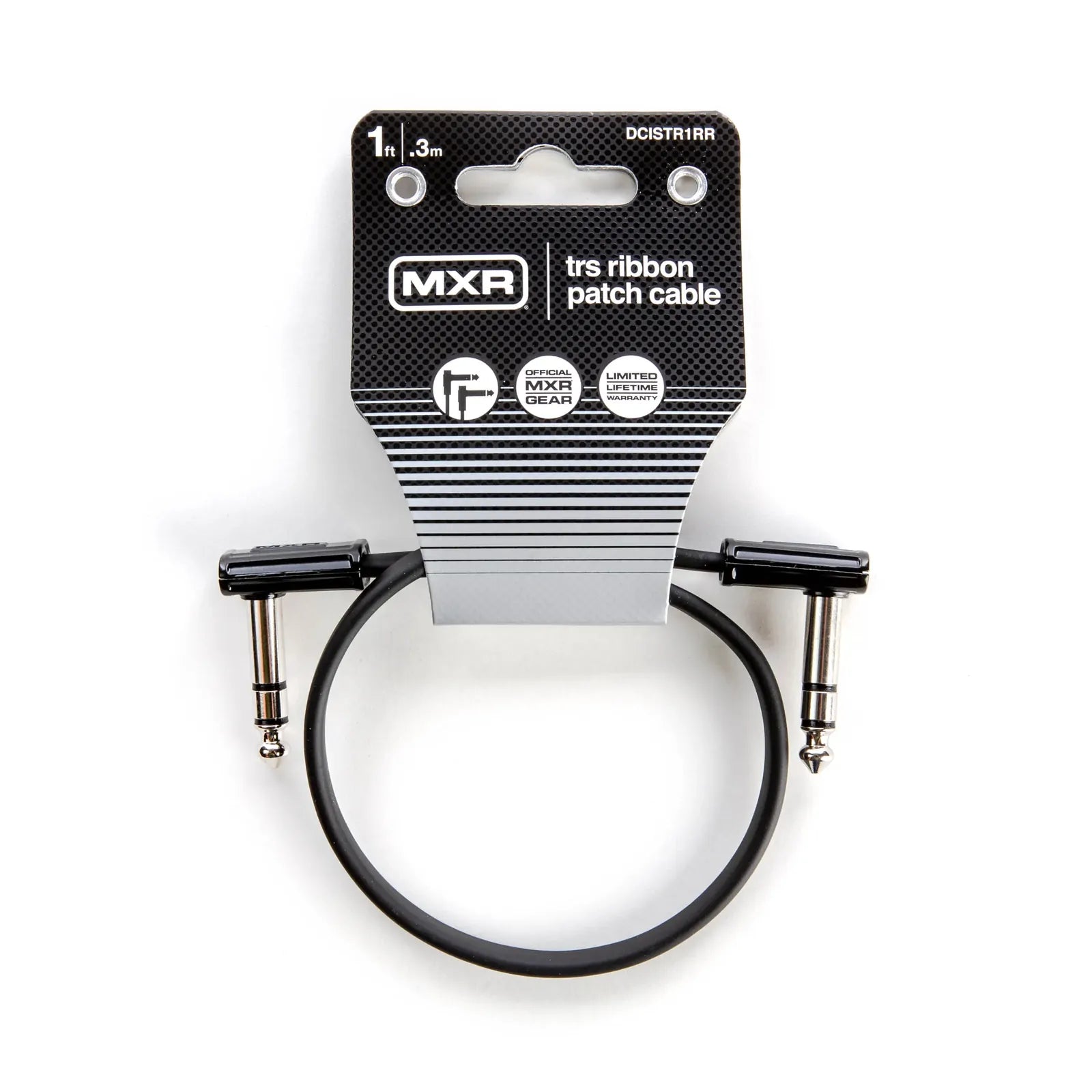MXR Ribbon TRS Patch Cable 1ft - Stereo Flat Ribbon, Black