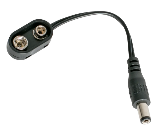 Carson Cable Co Carson 9V DC Cable 10cm for Guitar - Powerplay Battery Clip to 2.1mm Connector