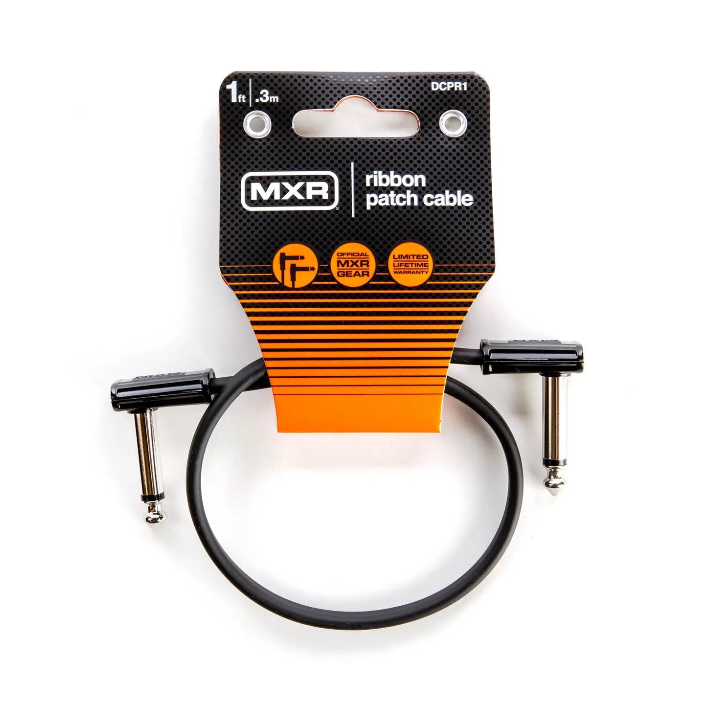 MXR Ribbon Patch Cable 1FT with Right Angle Mono Jacks - Black