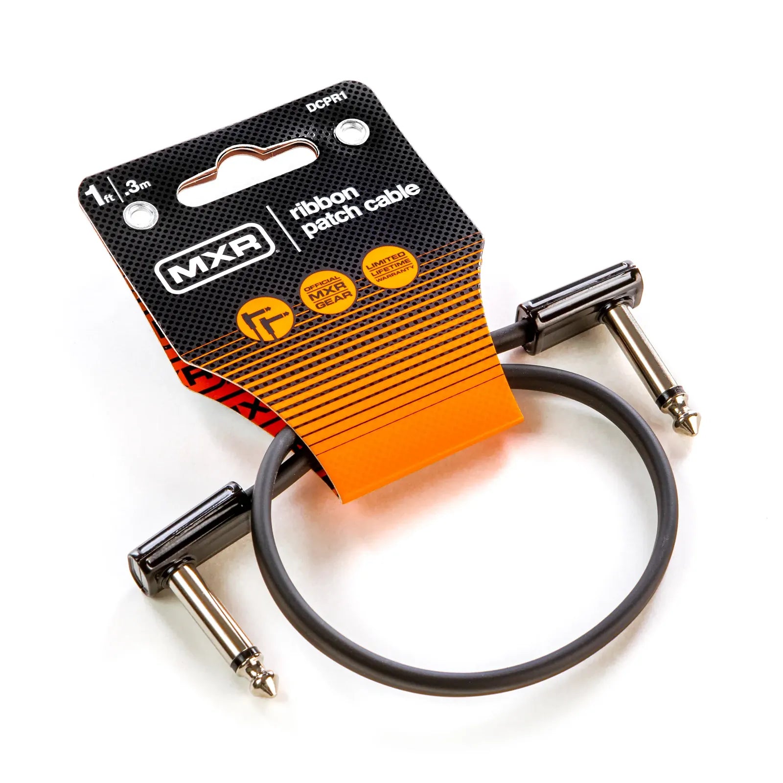 MXR Ribbon Patch Cable 1FT with Right Angle Mono Jacks - Black — view 3