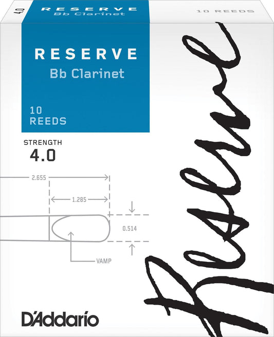 D'Addario Reserve Classic Bb Clarinet Reeds, Strength 4.0, 10-pack