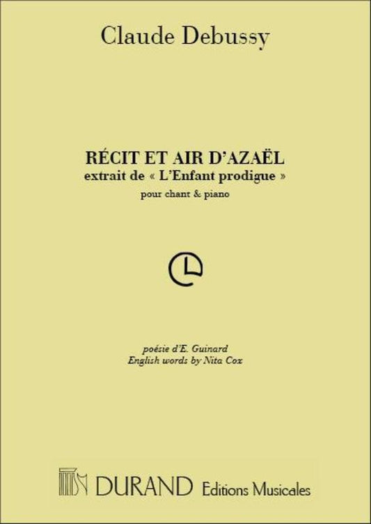 Debussy - Recit Et Air Dazeal Baritone/Piano (Softcover Book)