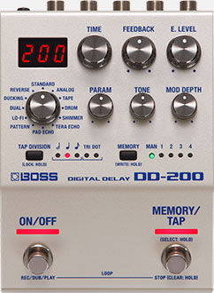 BOSS DD-200 Digital Delay Pedal - 200 Series Compact Effects with Memory and Intuitive Controls